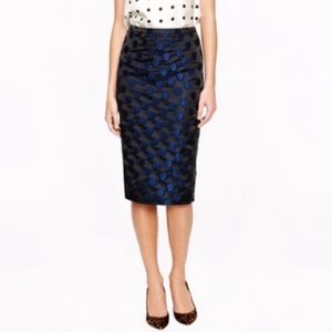 J. Crew pencil skirt black and navy polka dots